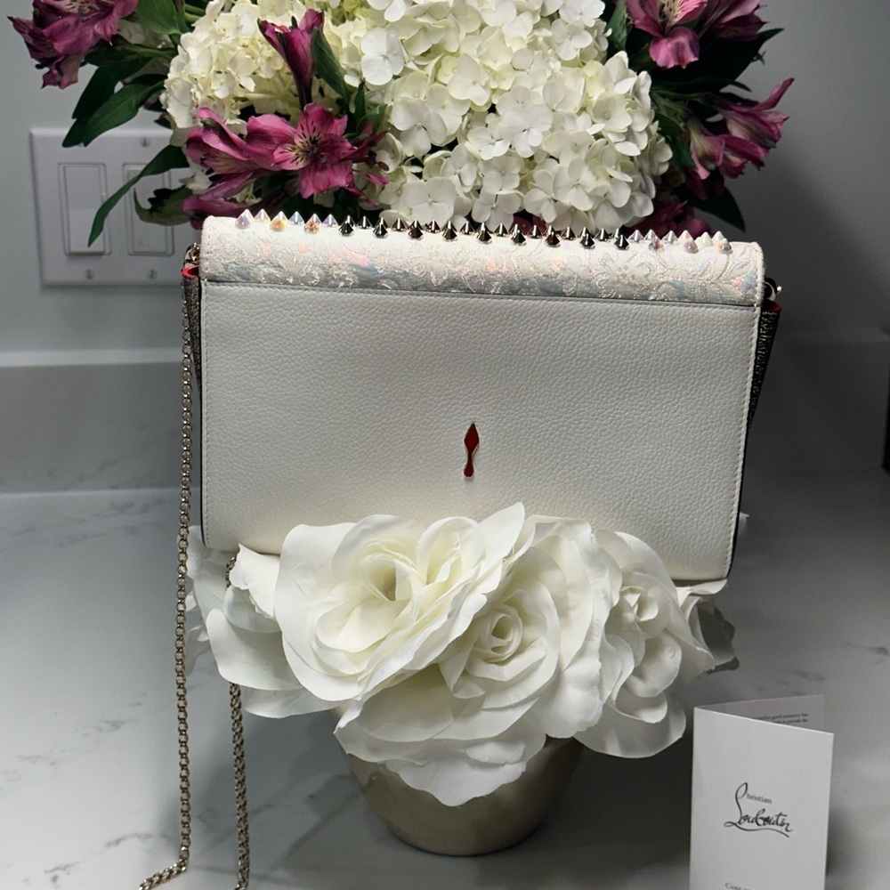 Christian Louboutin Paloma Silver and Gold Studded Clutch Shoulder Bag - Picture 6 of 16